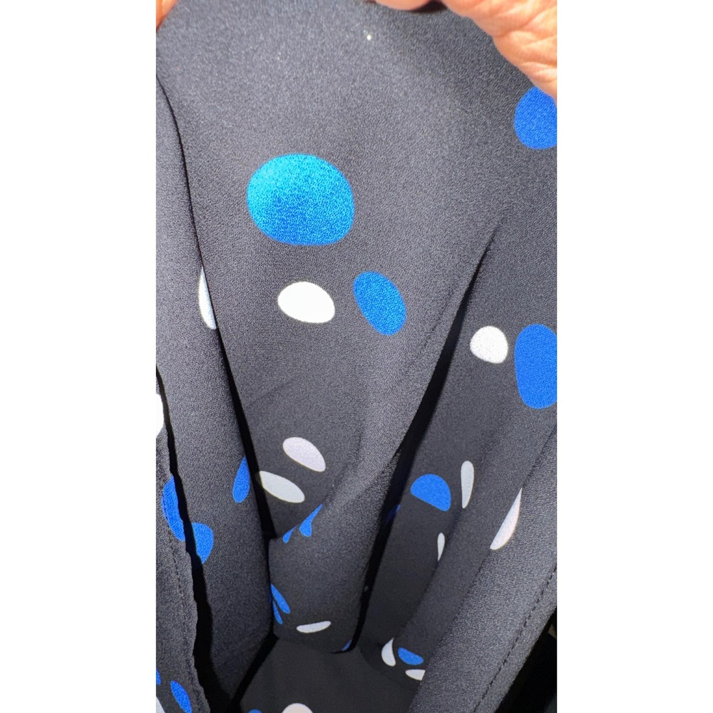 Talbots‎ Woman Petites XP Polka Dot V-Neck Blouse Black Blue White Long Sleeve - Picture 6 of 7